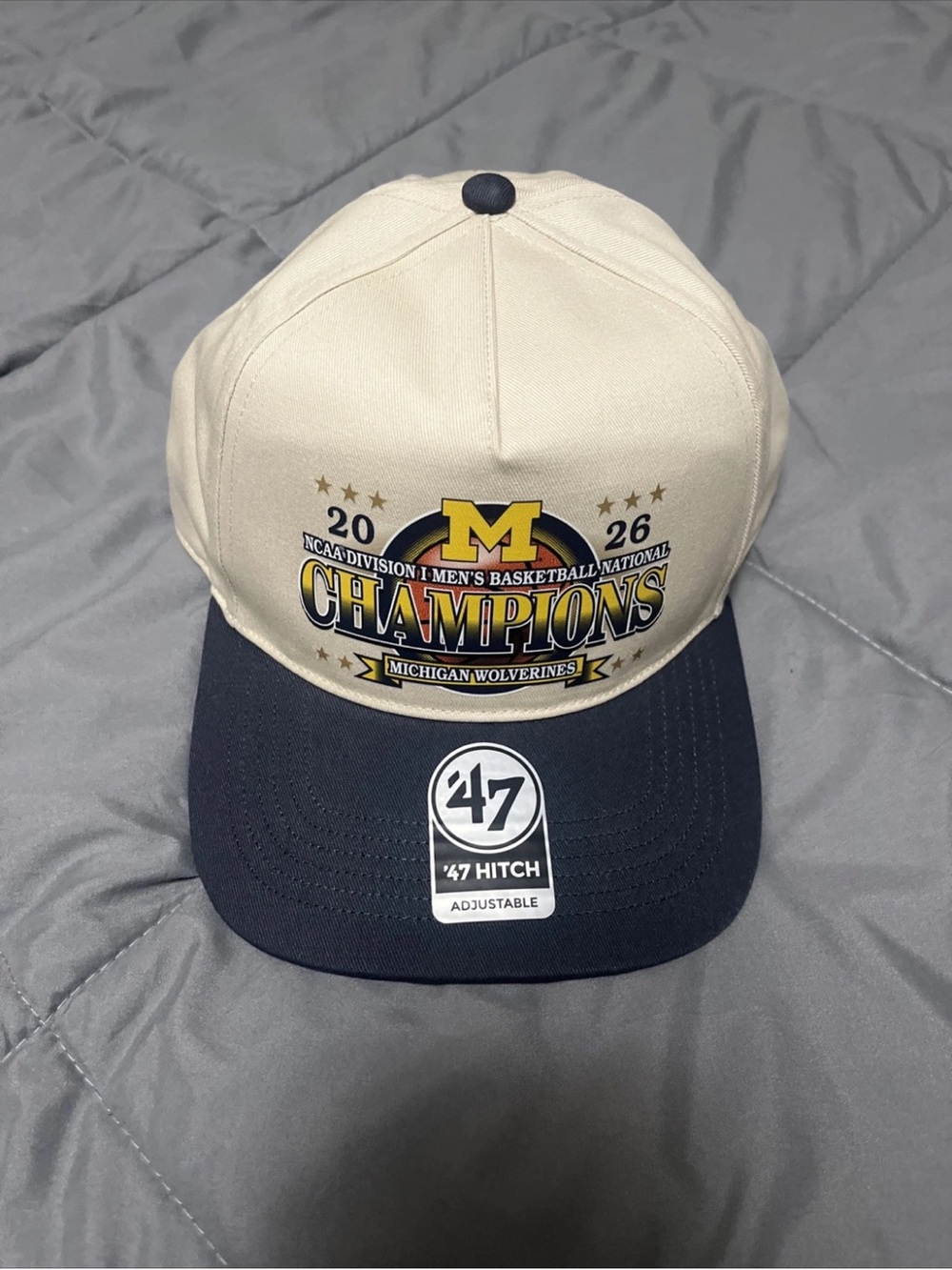 '47 Michigan men’s basketball Champions Two-Tone Cream and Navy Hat